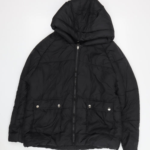 PrettyLittleThing Women's Black Puffer Jacket Size 6