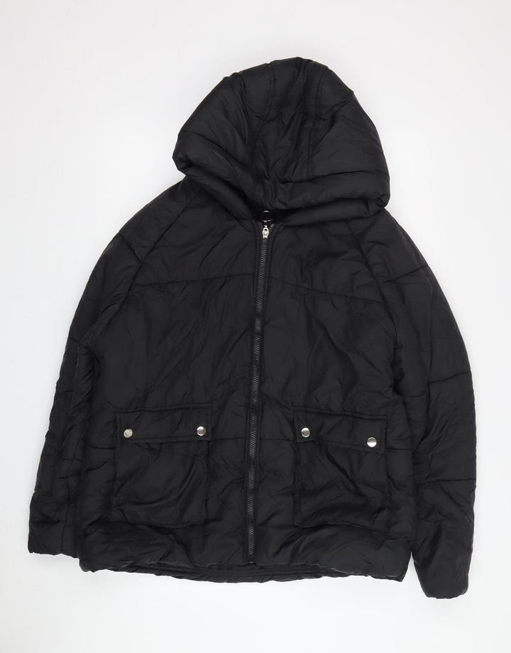 PrettyLittleThing Women's Black Puffer Jacket Size 6