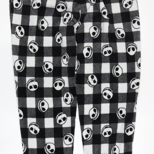 Unisex XL Black White Skull Check Fleece Pyjama Pants