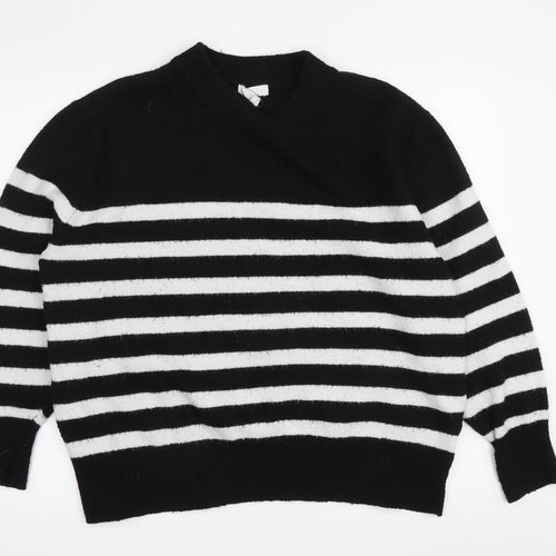 H&M Women's L Black Striped Pullover Jumper
