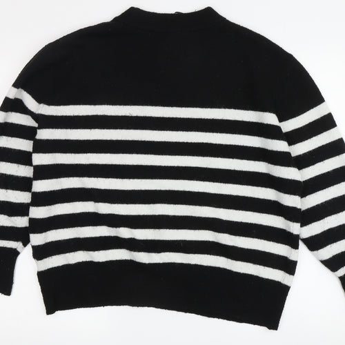 H&M Women's L Black Striped Pullover Jumper