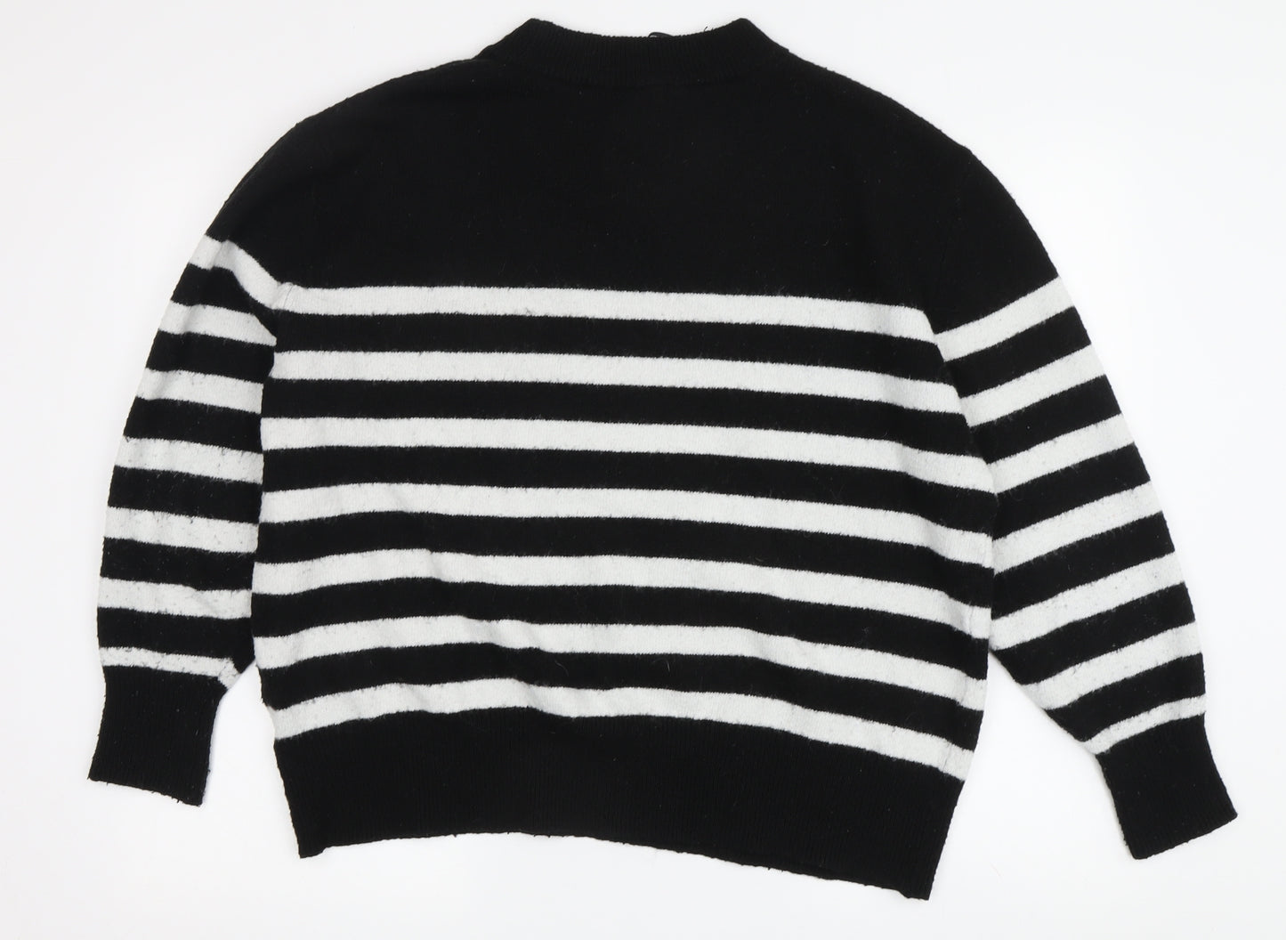 H&M Women's L Black Striped Pullover Jumper