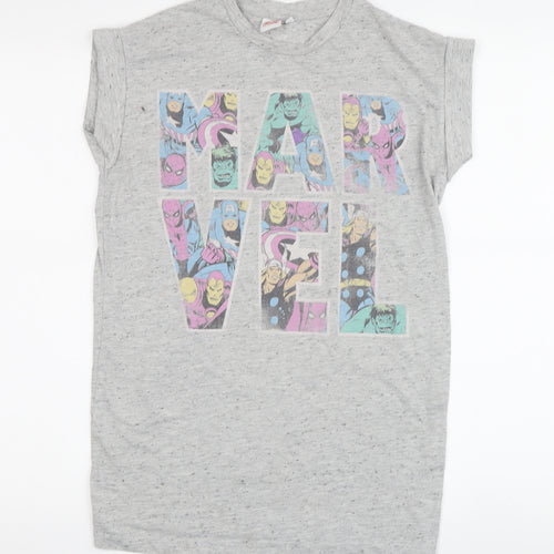 Marvel Grey Comic Theme Women's T-Shirt, Size 8