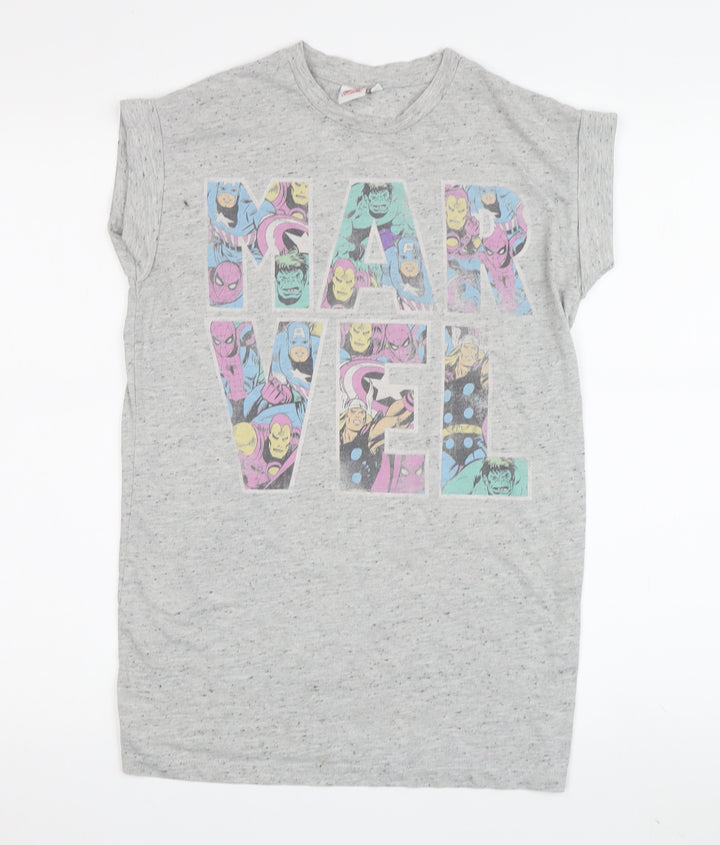 Marvel Grey Comic Theme Women's T-Shirt, Size 8