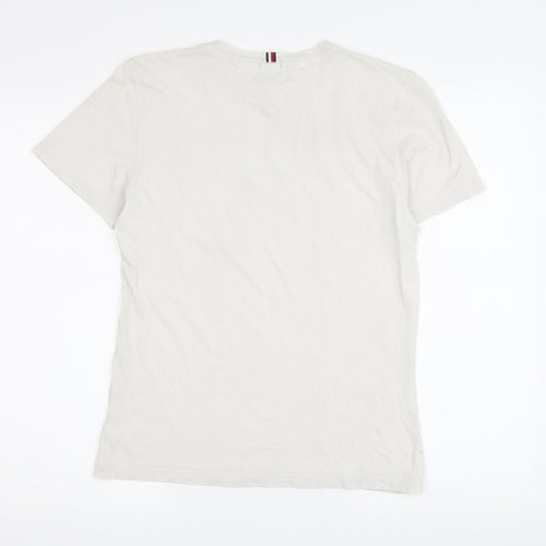 Tommy Hilfiger Boys White Logo T-Shirt 164 - Basic Crew Neck Short Sleeve