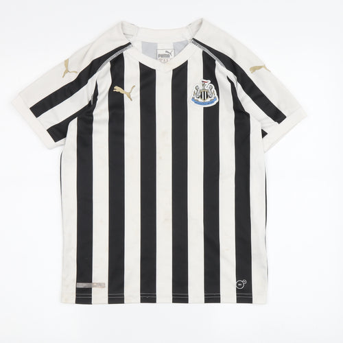 Puma Boys Black & White Striped Football Jersey 12-13Y