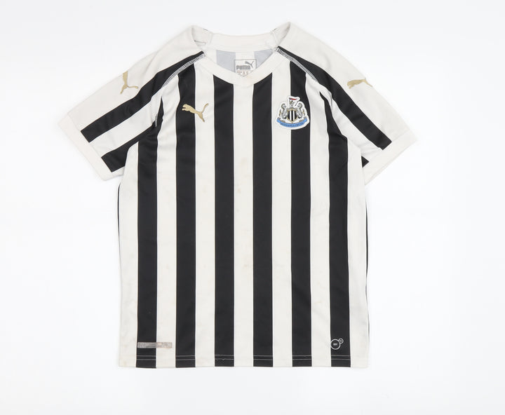 Puma Boys Black & White Striped Football Jersey 12-13Y