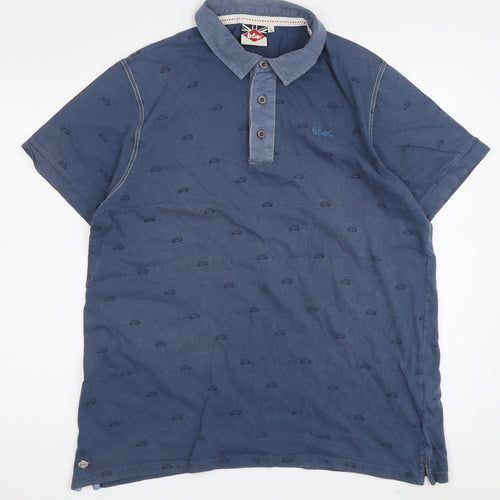 Lee Cooper Men's Blue L Polo Shirt Short Sleeve