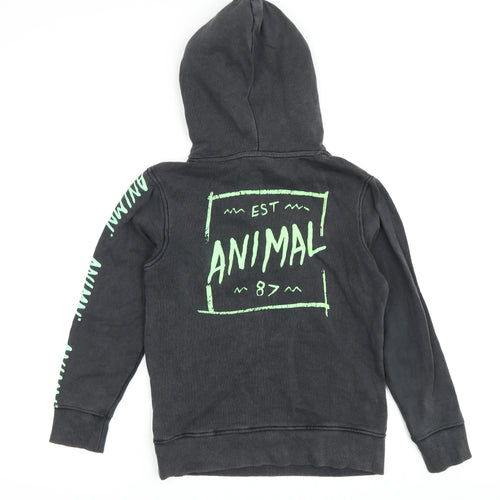 Animal Boys Black Graphic Hoodie 7-8 Years Pullover Style