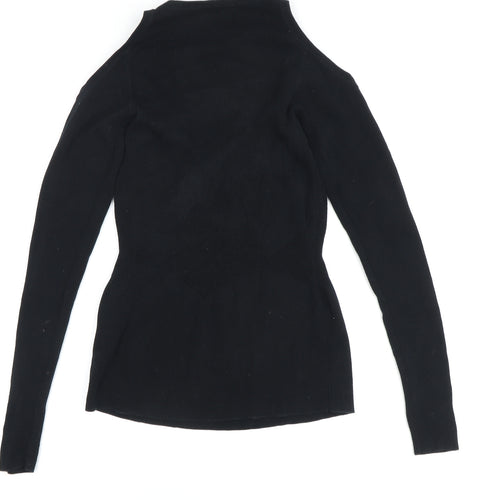 Whistles Women's Black Cold Shoulder Top, Long Sleeve