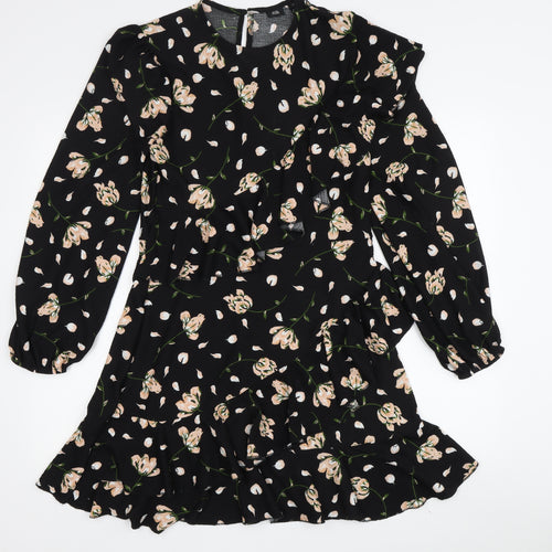 River Island Women's Black Floral Ruffle Dress - Size 12