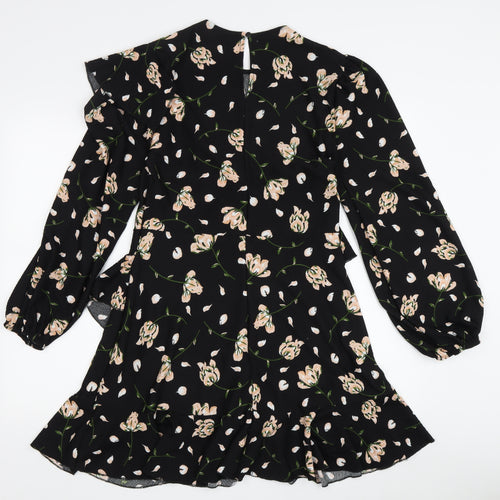 River Island Women's Black Floral Ruffle Dress - Size 12