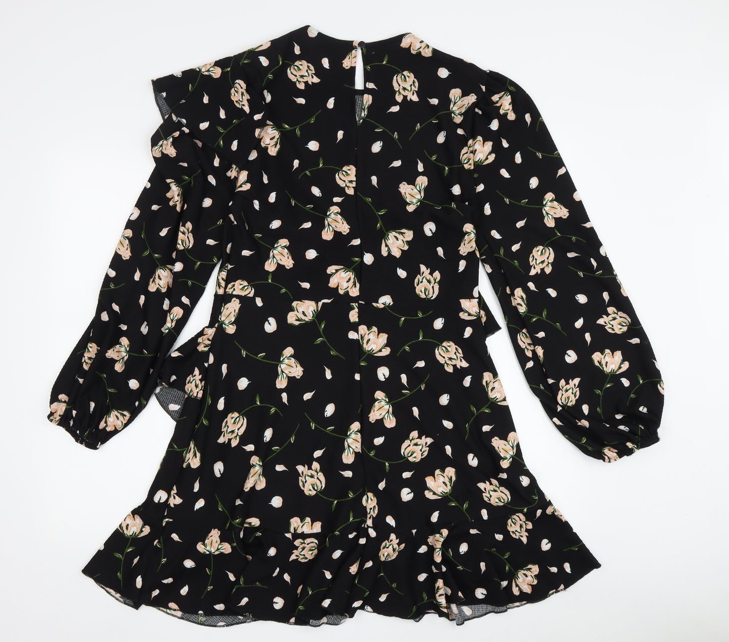 River Island Women's Black Floral Ruffle Dress - Size 12