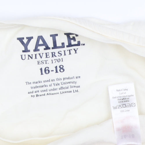 Yale University Ivory T-Shirt, Size 16, Unisex Adults