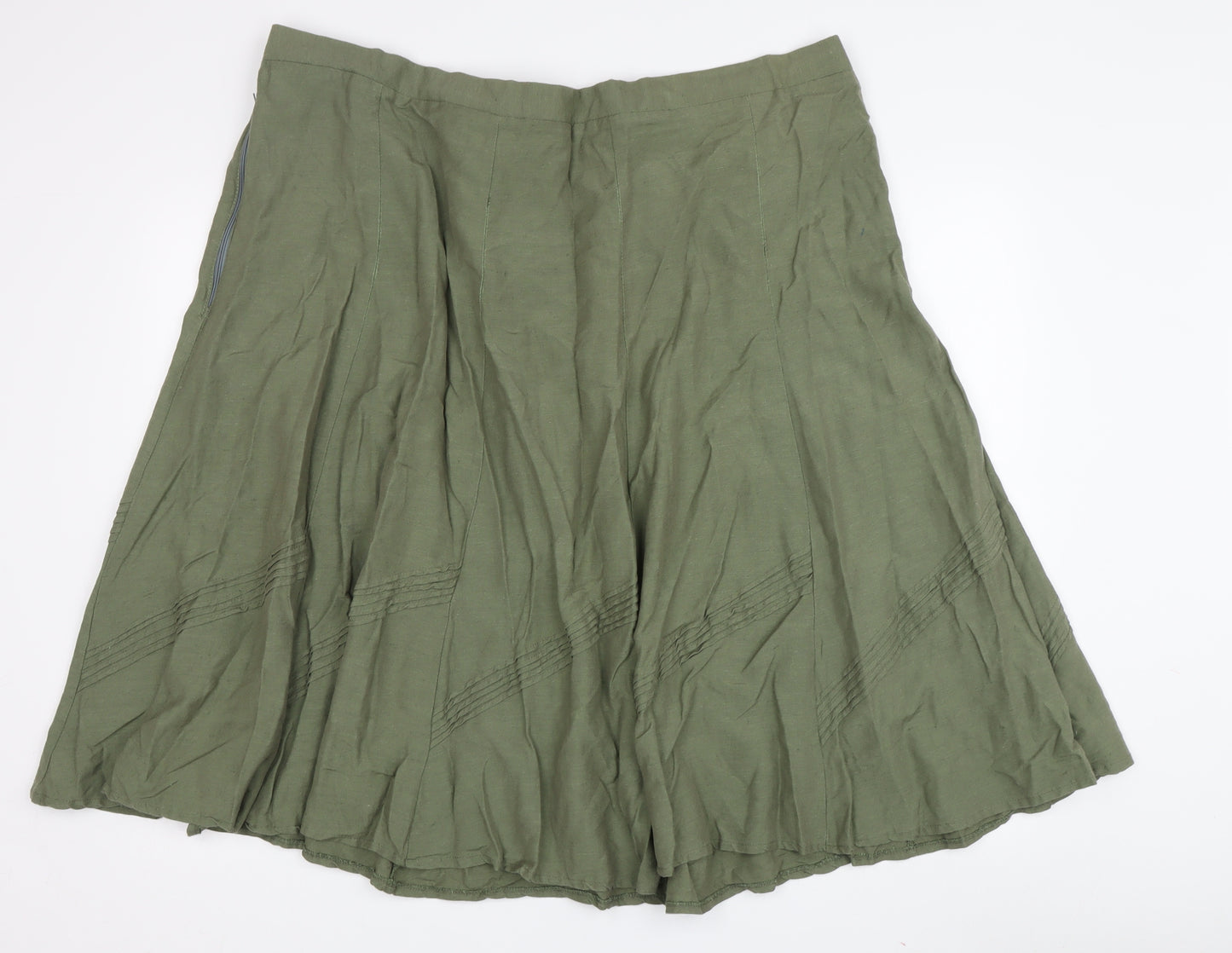 Anthology Women's Green Elastic Waist A-Line Skirt Size 26