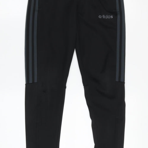 Adidas Boys Black Track Pants 10Yrs - Elastic Waist Comfort