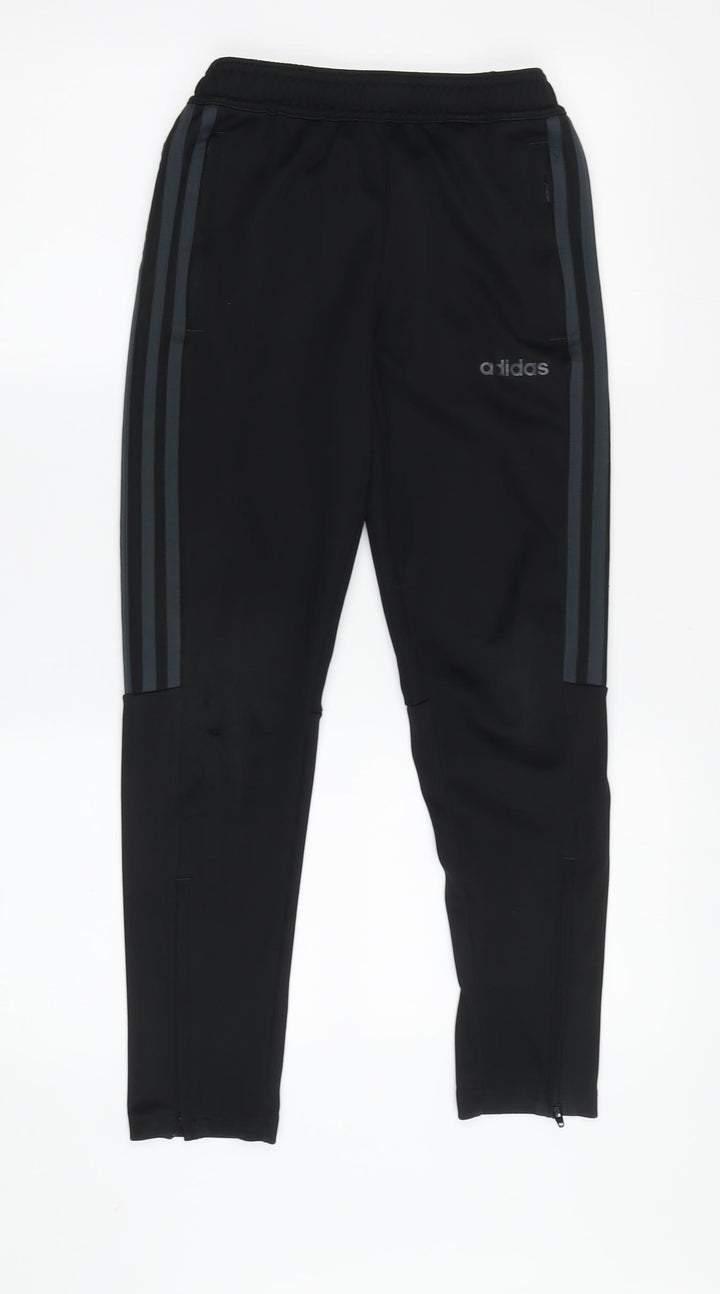 Adidas Boys Black Track Pants 10Yrs - Elastic Waist Comfort