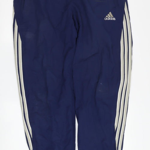 Adidas Men's Blue Track Pants L - Elastic Waist, Sports Stripe