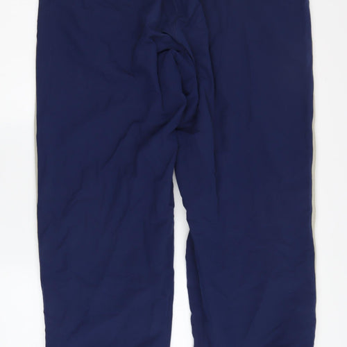 Adidas Men's Blue Track Pants L - Elastic Waist, Sports Stripe