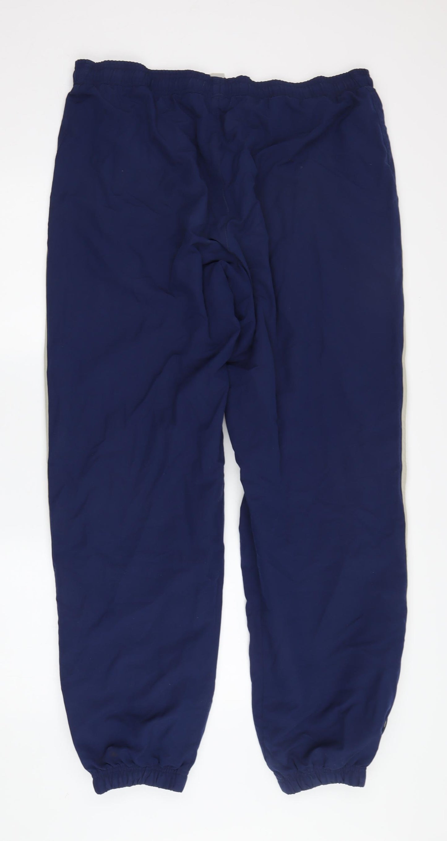 Adidas Men's Blue Track Pants L - Elastic Waist, Sports Stripe