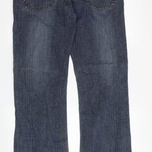 River Island Men’s Blue Straight Jeans L, Distressed Denim
