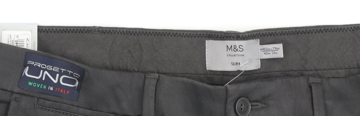 Marks and Spencer Men's Black Slim Fit Chino Trousers