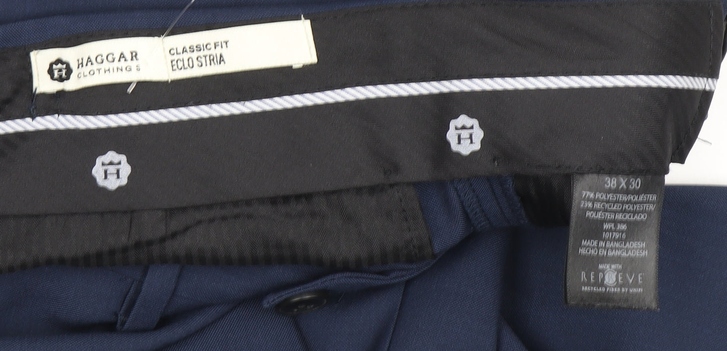 Haggar Men's Blue Classic Fit Dress Pants 38x30