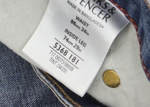 Marks & Spencer Blue Straight Jeans 34W 29L Men’s Denim