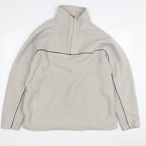 Freeport Men's Beige 1/4 Zip Fleece Sweatshirt L