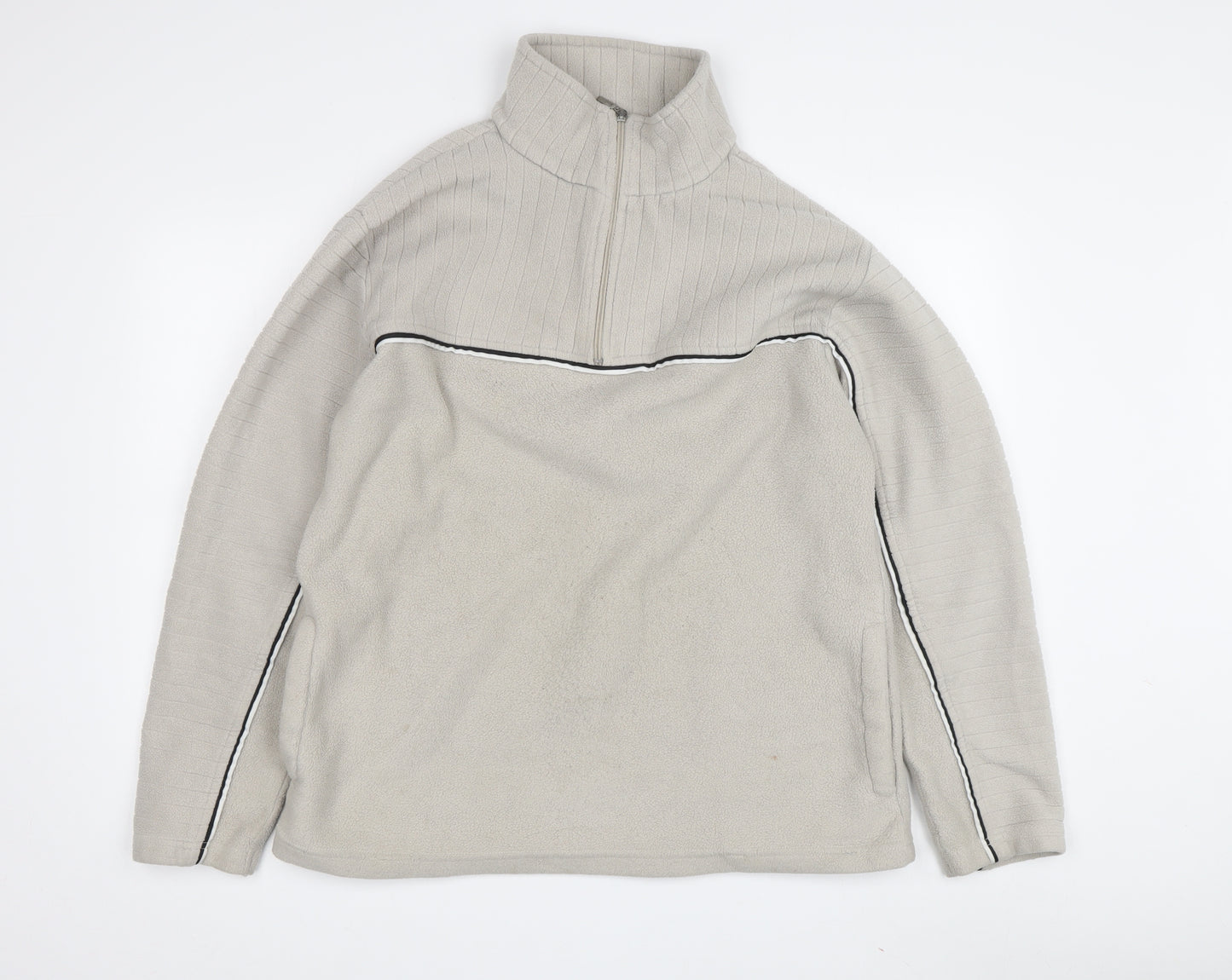 Freeport Men's Beige 1/4 Zip Fleece Sweatshirt L