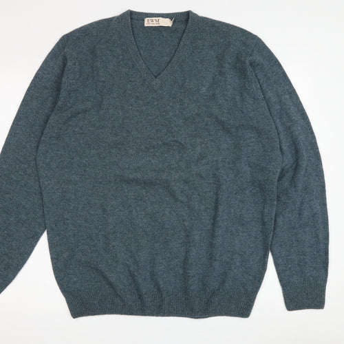 EWM Men's Blue Wool Pullover Jumper Size L V-Neck