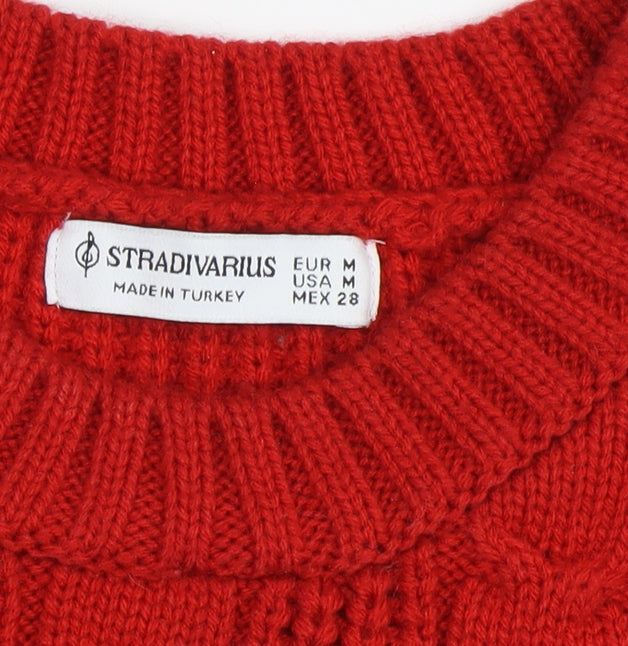 Stradivarius Women's Red Cable-Knit Vest Size 12