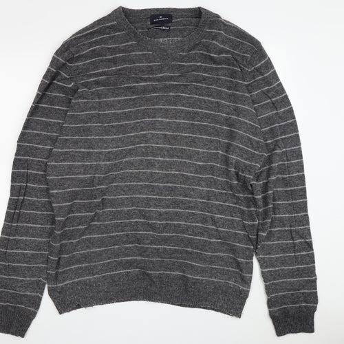 Blue Harbour Men's Grey L Wool Blend Striped Pullover