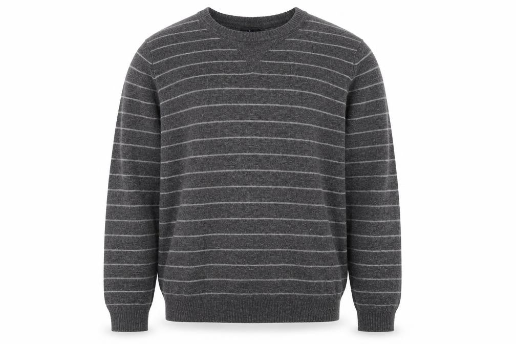 Front view of Blue Harbour Men's Grey L Wool Blend Striped Pullover