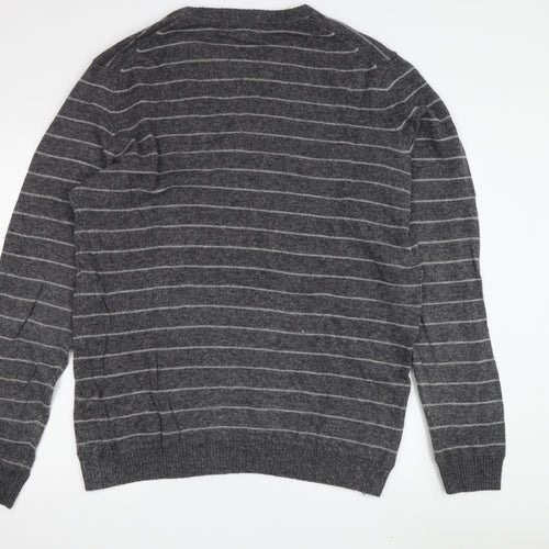 Blue Harbour Men's Grey L Wool Blend Striped Pullover