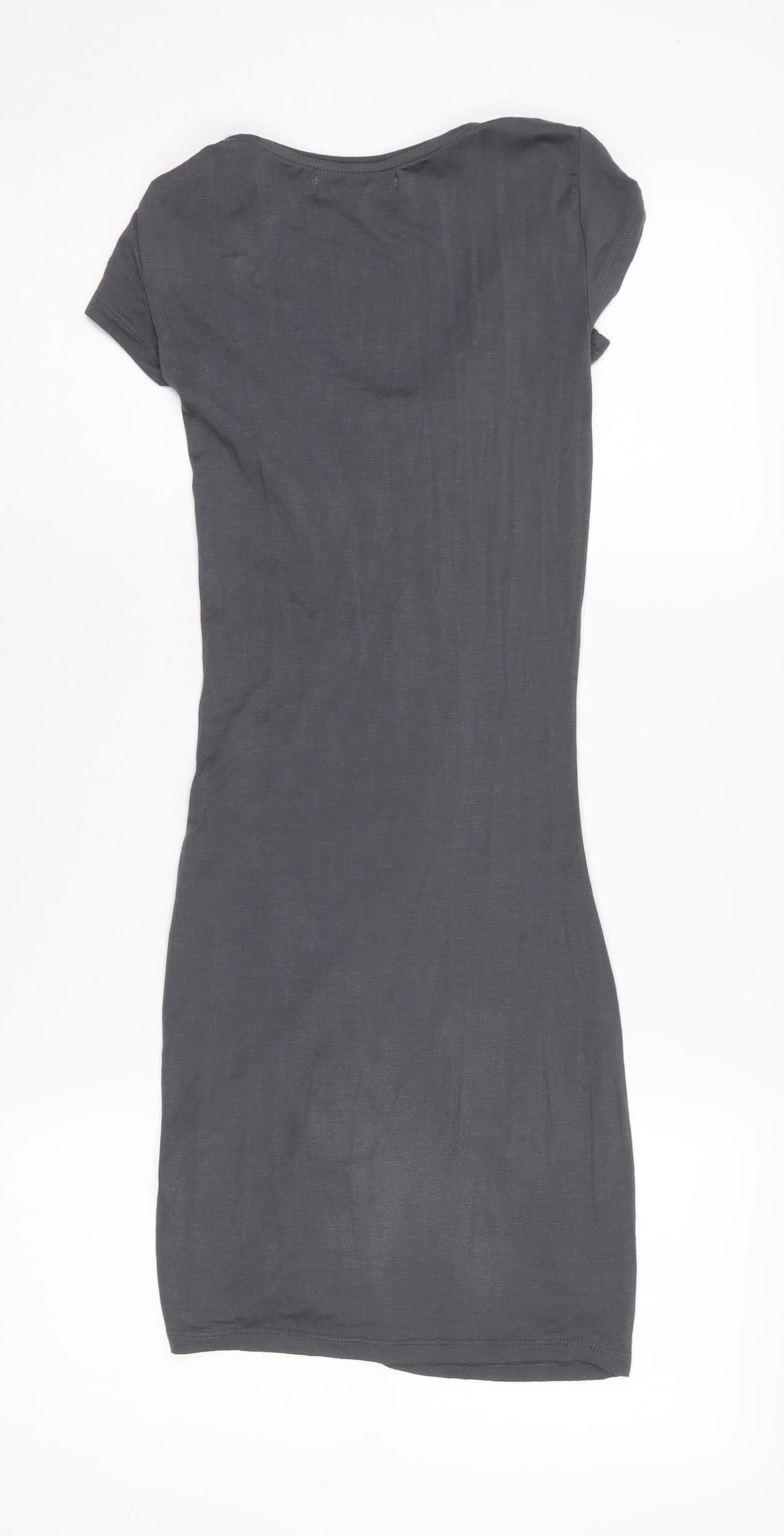 Bershka Women's Black Bodycon Dress S Short Sleeve