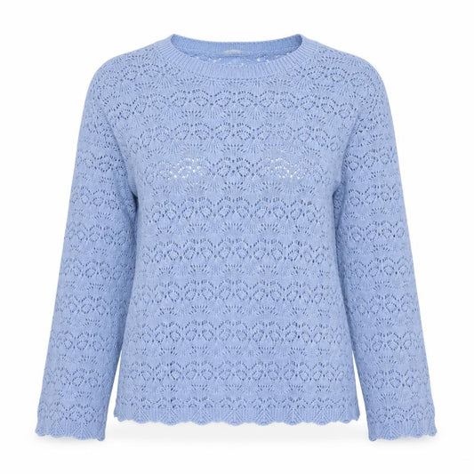 Front view of Autonomy Women's Blue Open-Knit jumper S