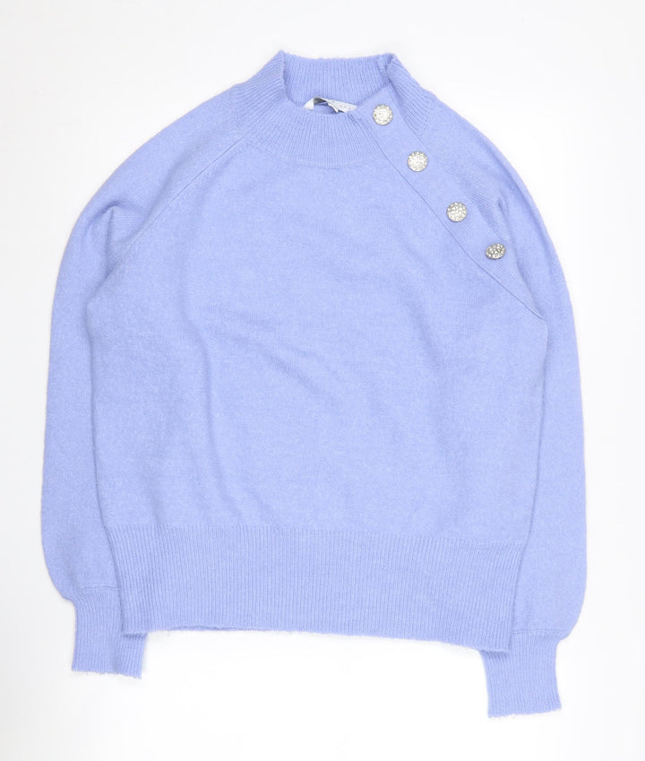 Amara Reya Women's Blue Mock Neck Pullover Jumper S