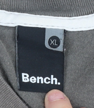 Bench Men's Grey XL Graphic Print T-Shirt, Logo Accent