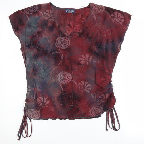 Saloos Women's Multicoloured Floral V-Neck Blouse M/L