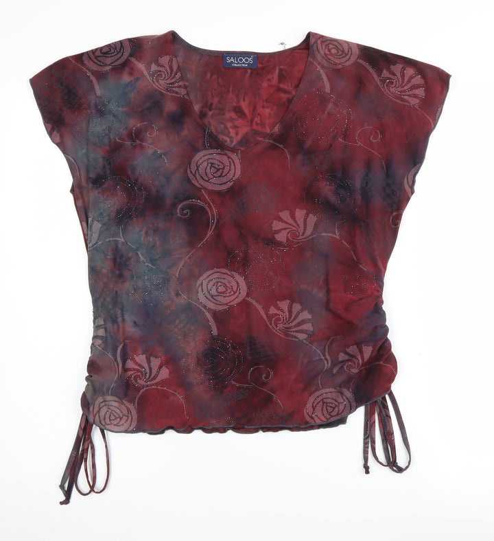 Saloos Women's Multicoloured Floral V-Neck Blouse M/L