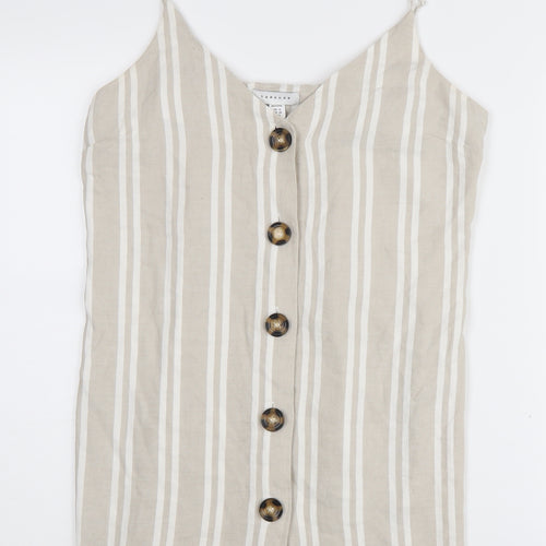 Topshop Beige Striped Camisole - UK Size 12 Petite