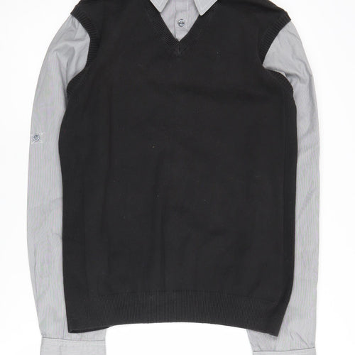 Next Men's Black Vest Jumper M with Collared Shirt Style