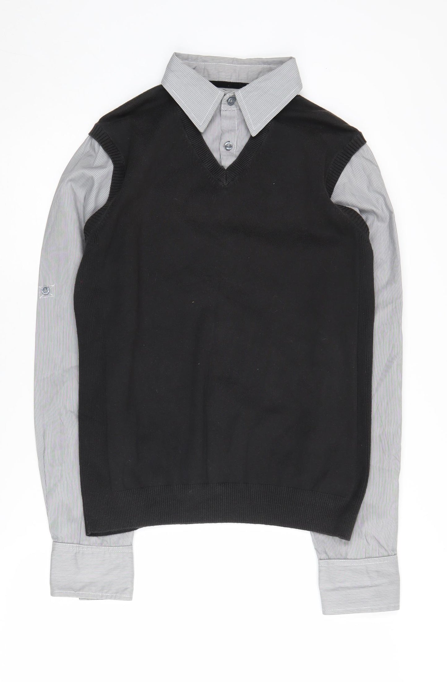 Next Men's Black Vest Jumper M with Collared Shirt Style