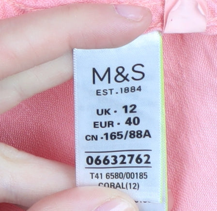 Marks and Spencer Women's Pink Linen Button-Up Shirt