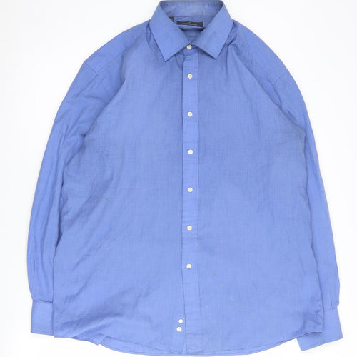 Daniel Hechter Men's Casual Blue Button-Up Shirt Size 16.5