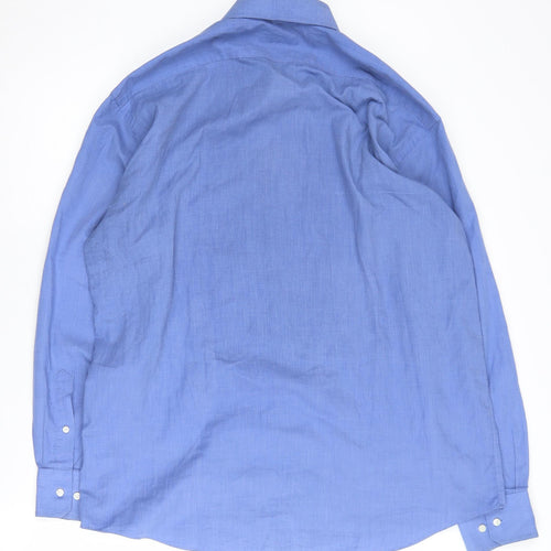 Daniel Hechter Men's Casual Blue Button-Up Shirt Size 16.5