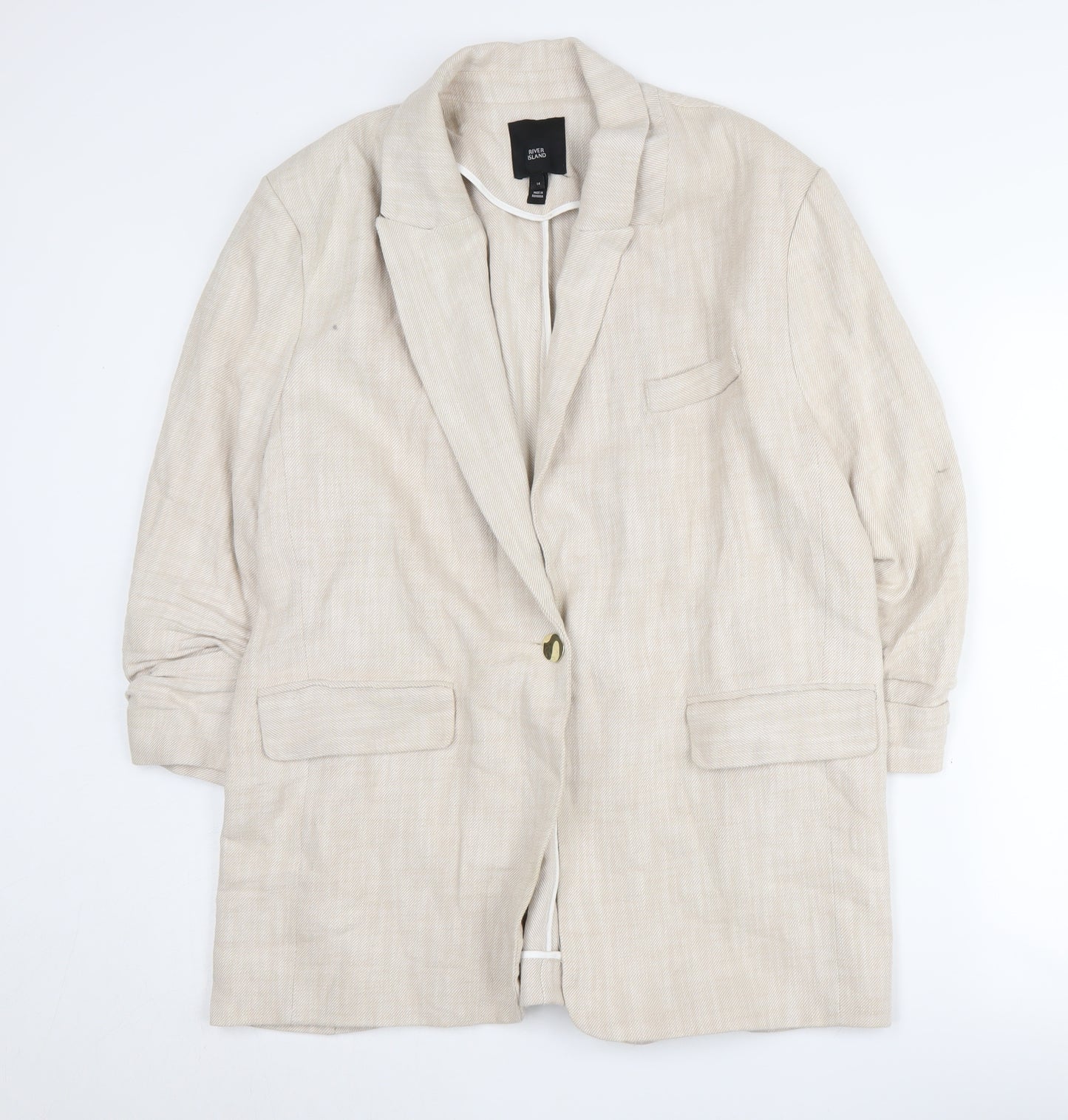 River Island Beige Women's Blazer, Size 14, Casual Work