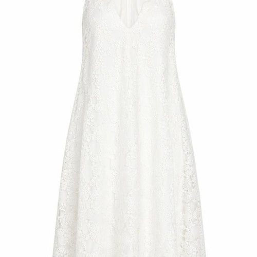 Ebonie N Ivory Women's White Lace A-Line Halter Dress S