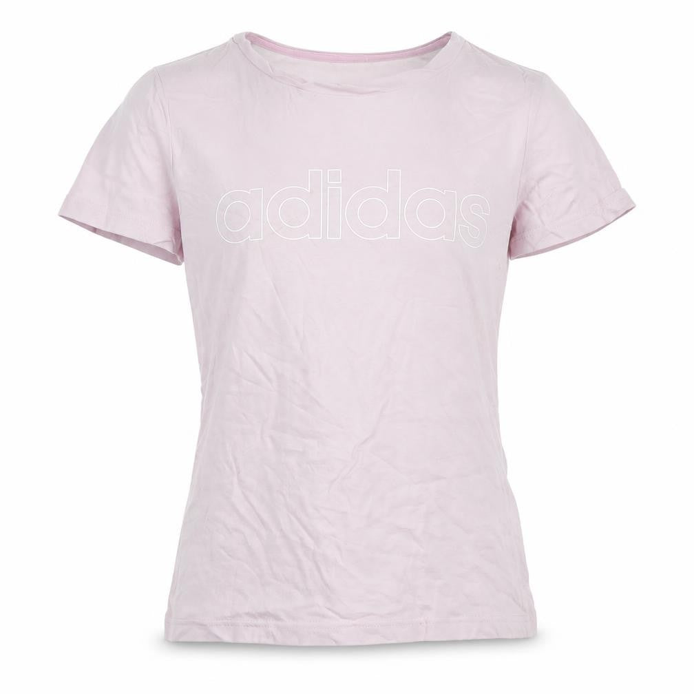 Front view of Adidas girls’ pink t-shirt 11-12 years basic logo tee